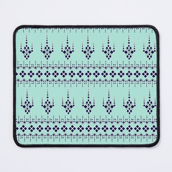 Item preview, Geometric Textile Ornament in Teal and Dark Blue designed and sold by lotus2lin.