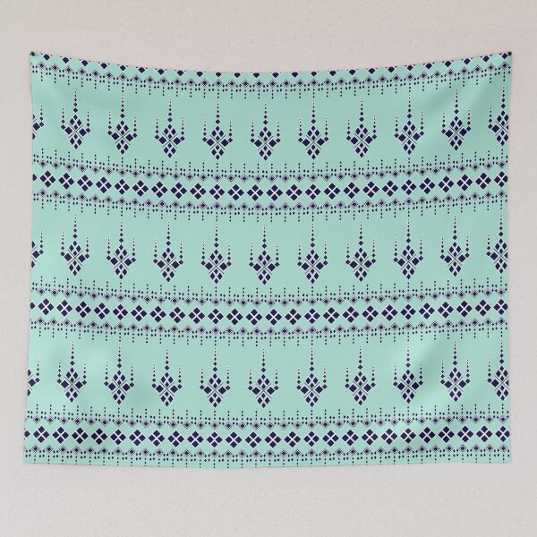 Item preview, Geometric Textile Ornament in Teal and Dark Blue designed and sold by lotus2lin.