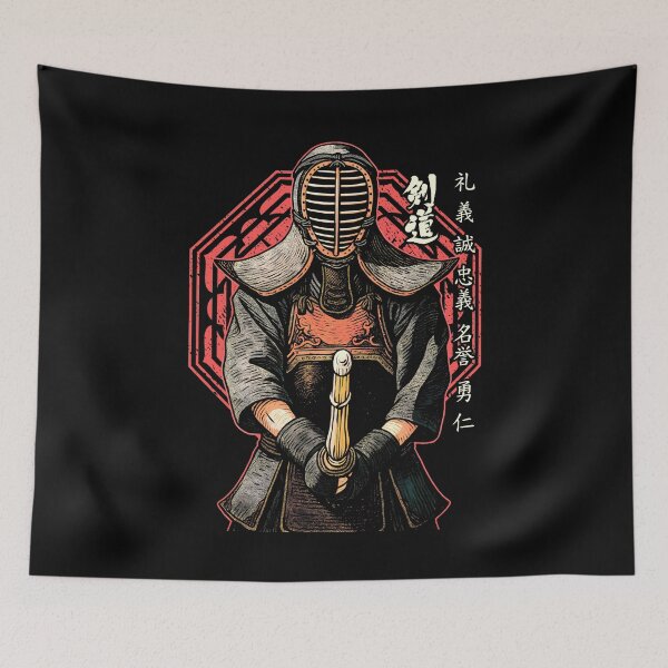 Item preview, Kendo Kenjutsu Japanese Kanji Vintage Shinai Bushido Virtues designed and sold by GrandeDuc.