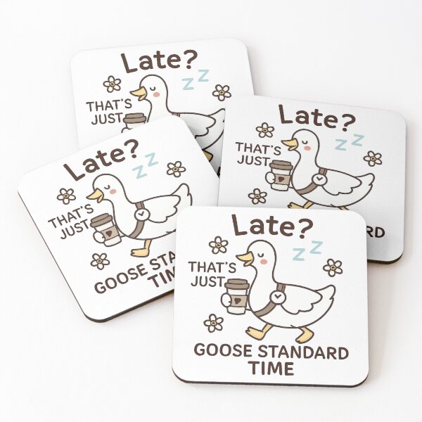 Item preview, Late? That’s Just Goose Standard Time – Cute Goose Coffee Lover Cartoon designed and sold by Nara8.