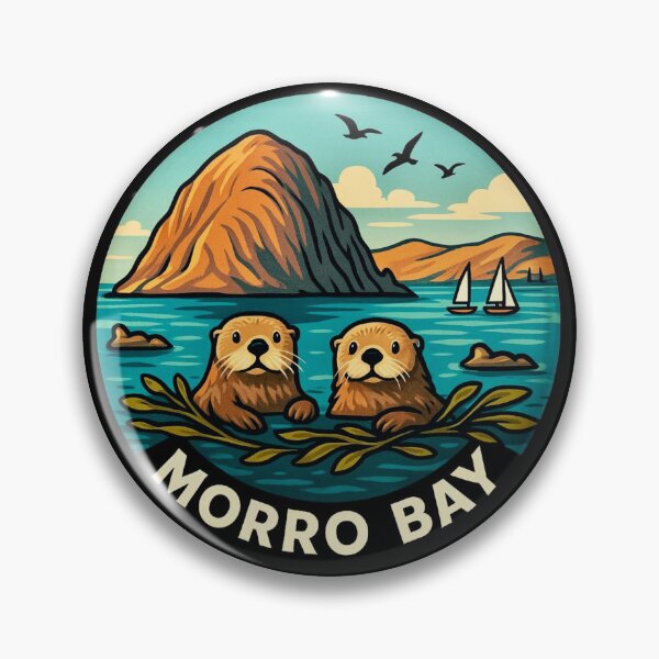 Item preview, Morro Bay, California - Sea Otters and Morro Rock designed and sold by Myra365Art.