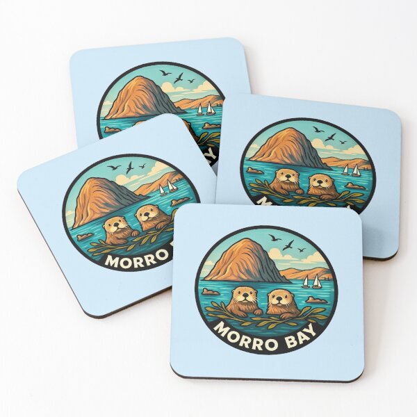 Item preview, Morro Bay, California - Sea Otters and Morro Rock designed and sold by Myra365Art.