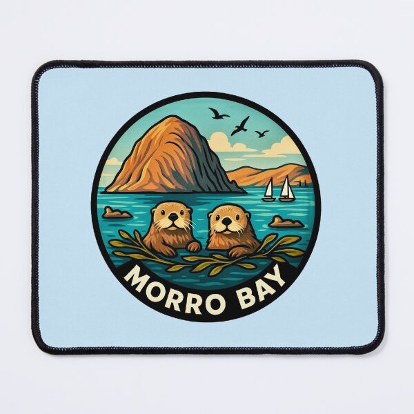 Item preview, Morro Bay, California - Sea Otters and Morro Rock designed and sold by Myra365Art.
