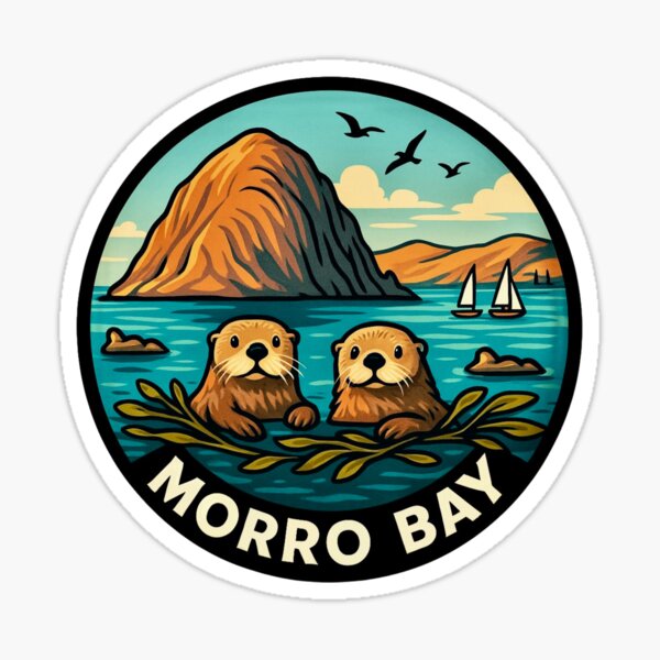 Item preview, Morro Bay, California - Sea Otters and Morro Rock designed and sold by FineArtsPro.
