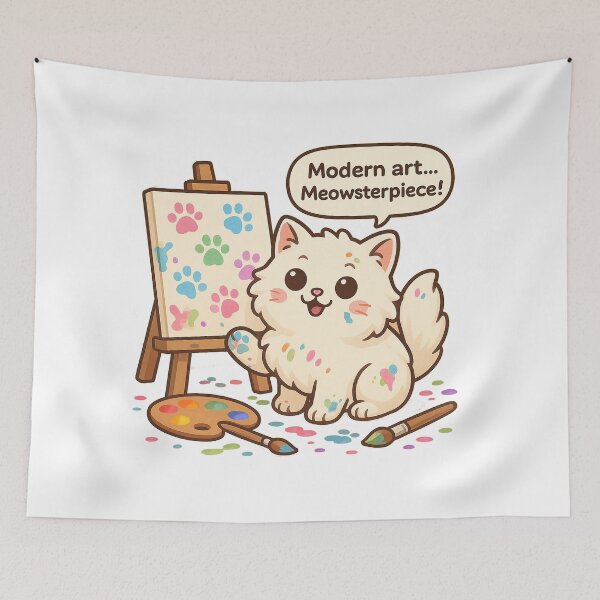 Item preview, Meowsterpiece – Cute Artist Cat Painting Tee designed and sold by catlovers2025.
