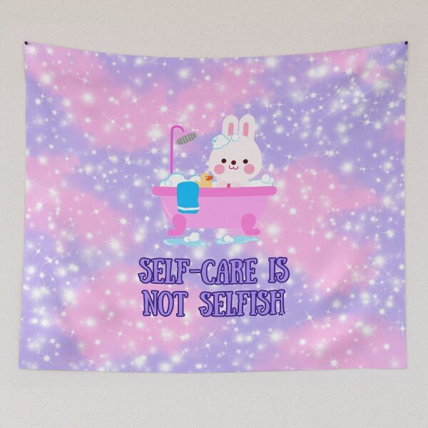 Item preview, Self-Care Is Not Selfish | Kawaii Bunny in Bathtub | Sparkling Galaxy Style designed and sold by MagicContOasis.