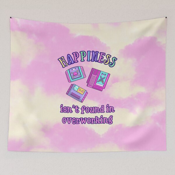 Item preview, Happiness Isn’t Found in Overworking – Gamer Quote | Retro Game-Inspired Wall Print designed and sold by MagicContOasis.