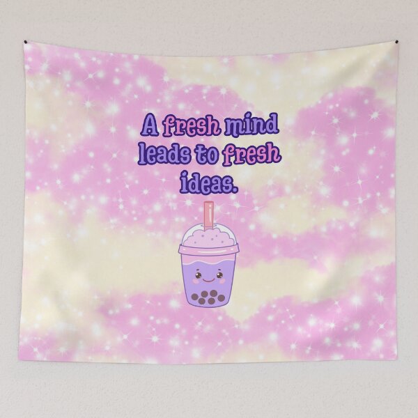 Item preview, A Fresh Mind Leads to Fresh Ideas – Boba Tea Quote | Productivity & Self-Care Wall Art designed and sold by MagicContOasis.