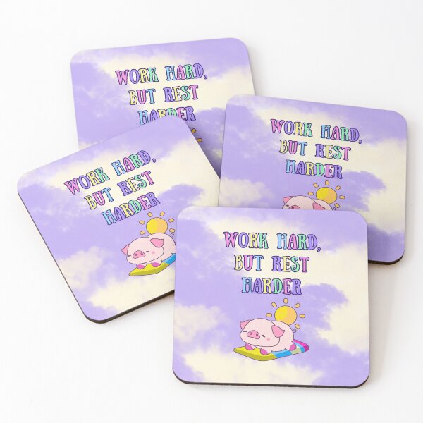 Item preview, Work Hard, But Rest Harder – Cute Pig Relaxation Quote | Funny Self-Care Poster designed and sold by MagicContOasis.