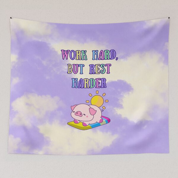 Item preview, Work Hard, But Rest Harder – Cute Pig Relaxation Quote | Funny Self-Care Poster designed and sold by MagicContOasis.