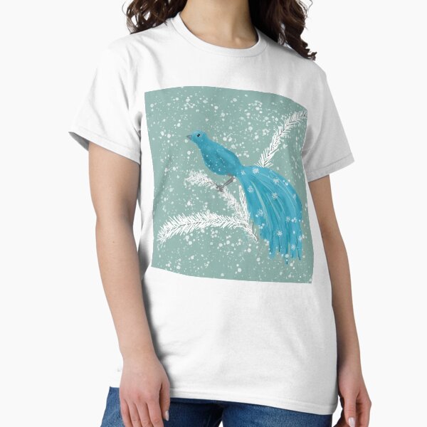 Item preview, Turquoise Bird in Snow designed and sold by Lynne Goodman Design.
