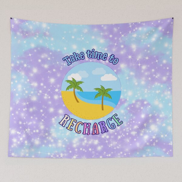 Item preview, Take Time to Recharge – Beach Illustration | Self-Care Motivational Print designed and sold by MagicContOasis.