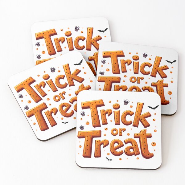 Item preview, Trick or Treat Halloween Lettering with Dotted Orange Text, Bats, and Candy Pails designed and sold by Mimoshi ⭐⭐⭐⭐⭐.