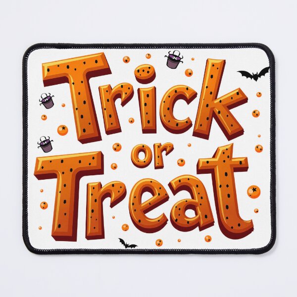 Item preview, Trick or Treat Halloween Lettering with Dotted Orange Text, Bats, and Candy Pails designed and sold by Mimoshi ⭐⭐⭐⭐⭐.