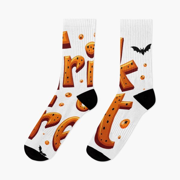Item preview, Trick or Treat Halloween Lettering with Dotted Orange Text, Bats, and Candy Pails designed and sold by Mimoshi ⭐⭐⭐⭐⭐.