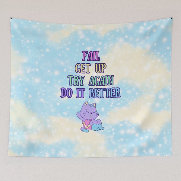 Item preview, Fail – Get Up – Try Again – Do It Better | Cute Motivational Cat Design designed and sold by MagicContOasis.