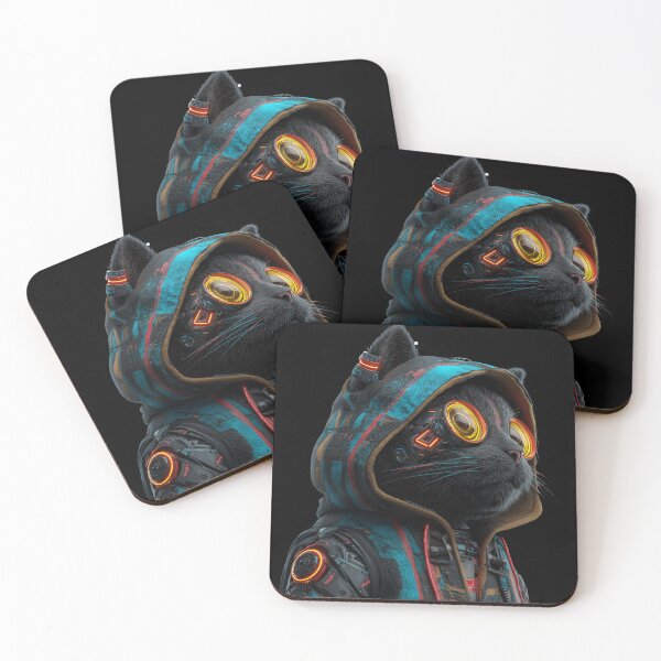 Item preview, Cyberpunk Cat with Neon Eyes, NFT Style designed and sold by VectiveLab.