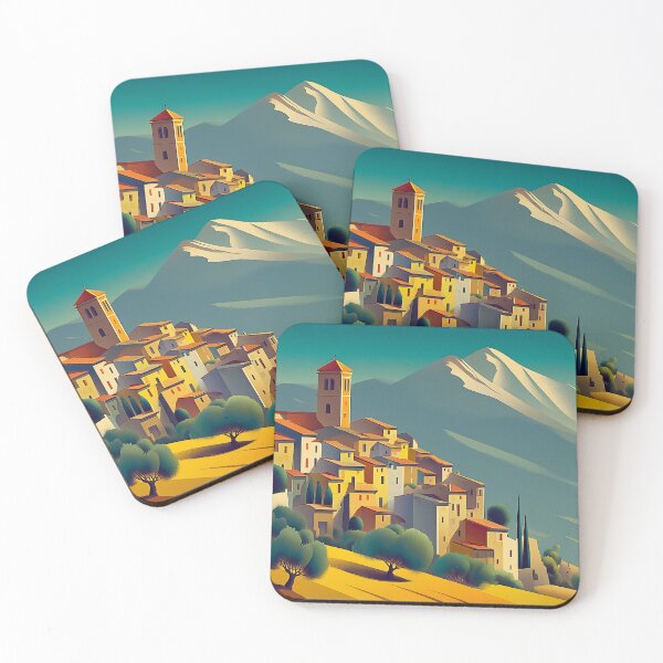 Item preview, Mediterranean Hilltop Village with Mountain View designed and sold by Art of Ngu.