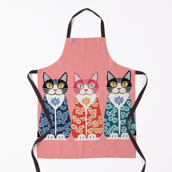 Item preview, Red, Navy, and Green Cats – Ukiyo-e Inspired Stylized Trio designed and sold by LEO'S CREATURE れおずくりーちゃー.