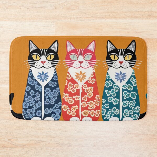 Item preview, Red, Navy, and Green Cats – Ukiyo-e Inspired Stylized Trio designed and sold by LEO'S CREATURE　れおずくりーちゃー.