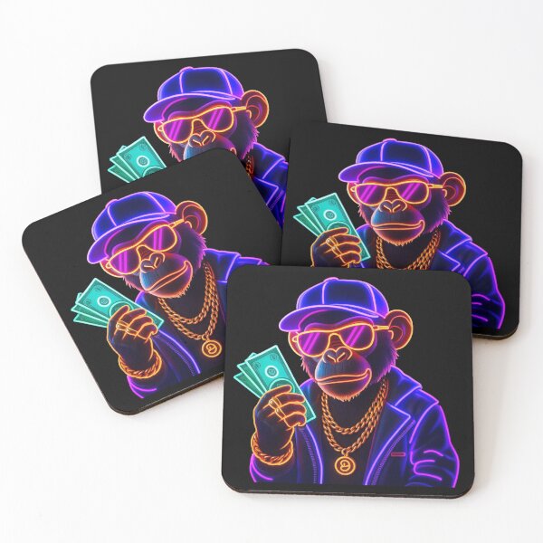 Item preview, Neon Hustle: Cool Monkey with Cash  Description for Redbubble: designed and sold by RKNTdesigns.