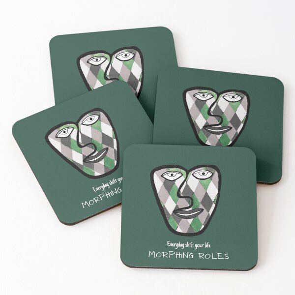 Item preview, Face with Morphing Roles - Everyday Shift your Life on Green Background designed and sold by MotivTrustArt.