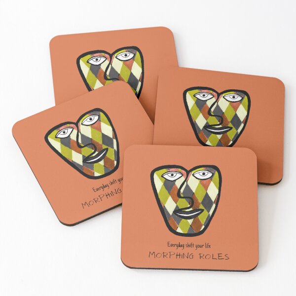 Item preview, Face with Morphing Roles - Everyday Shift your Life on Orange Background designed and sold by MotivTrustArt.