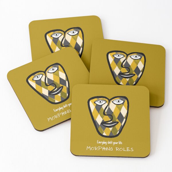Item preview, Face with Morphing Roles - Everyday Shift your Life on Yellow Background designed and sold by MotivTrustArt.