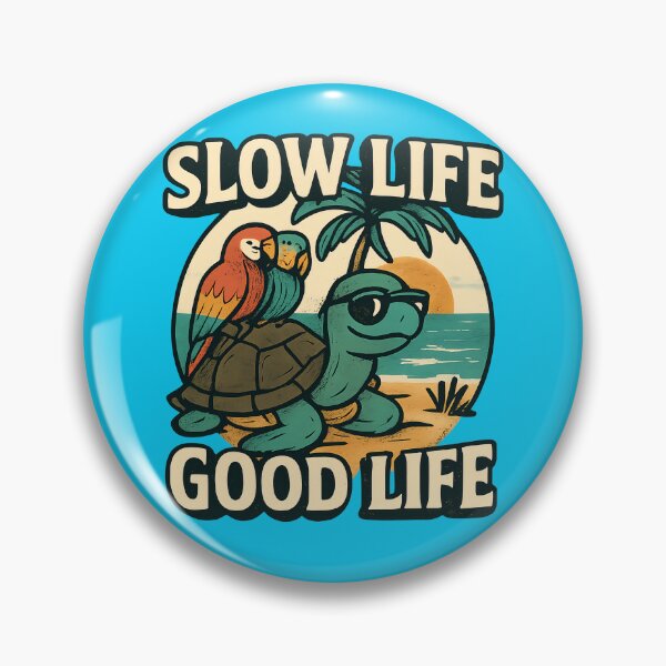 Item preview, Slow Life Good Life – Tropical Turtle & Parrots Summer Design designed and sold by Maximilianos.