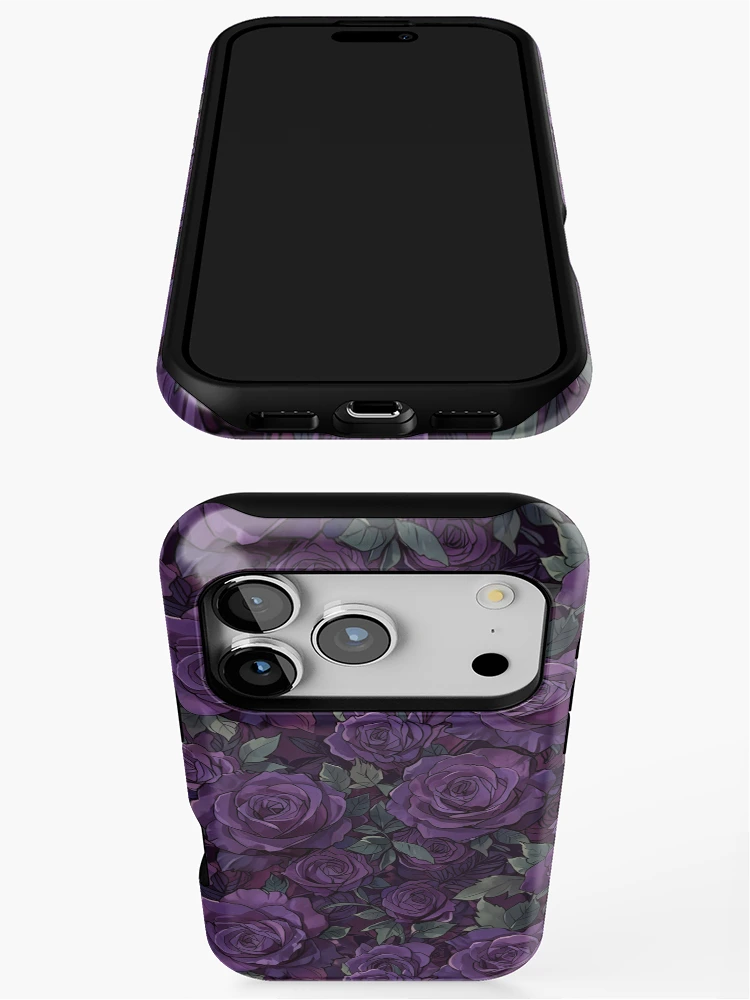 Thumbnail 3 of 4, iPhone Case, Purple Roses designed and sold by CoolPixels.