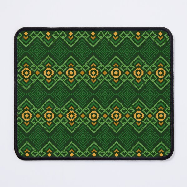 Item preview, Green and gold geometric woven fabric pattern designed and sold by montip-shop.