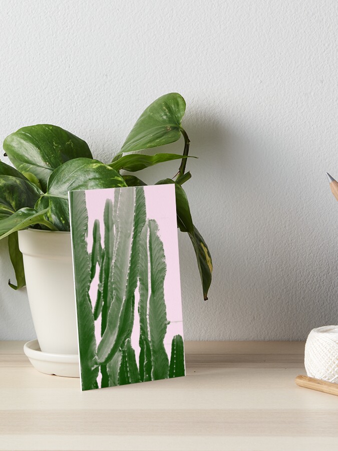 Cactus In The Pink Sky Art Board Print By Muza9 Redbubble