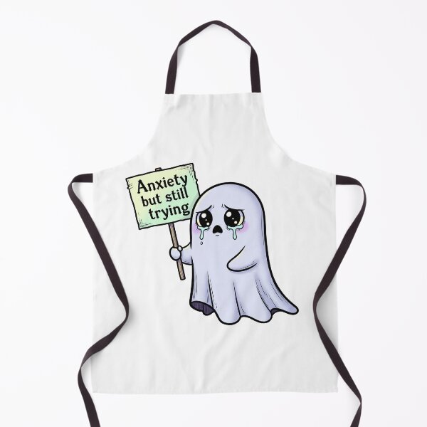 Item preview, Anxiety but Still Trying – Cute Ghost Sticker in Pastel Gothic Style designed and sold by 001Haiba.