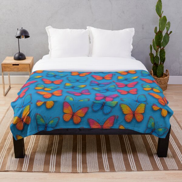 Item preview,  Colorful butterflies Pattern, with blue background designed and sold by Itzjustlife.