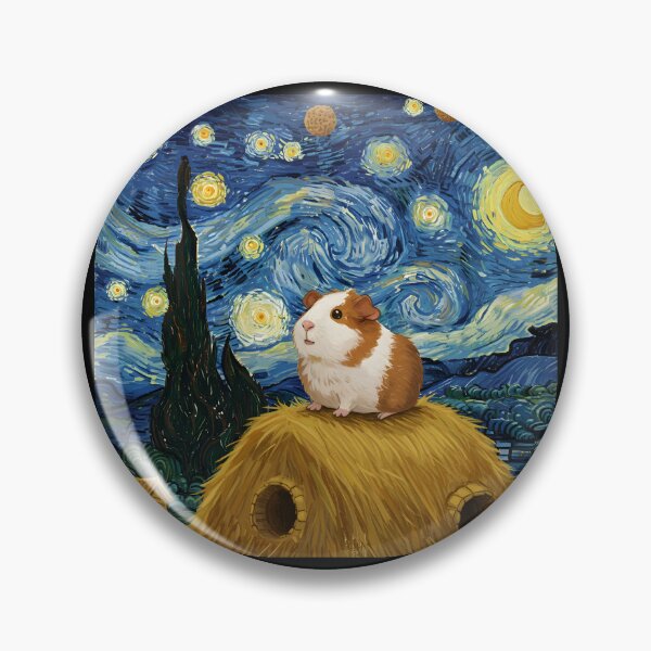 Item preview, The Starry Squeak – Van Gogh Style Guinea Pig Art designed and sold by Simple_Lines2025.