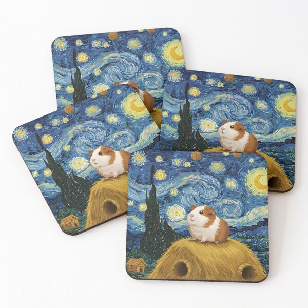 Item preview, The Starry Squeak – Van Gogh Style Guinea Pig Art designed and sold by Simple_Lines2025.
