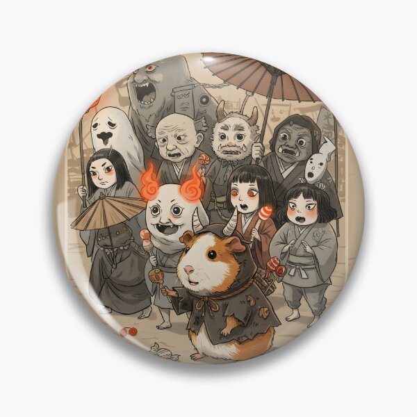 Item preview, Guinea Pig in the Night Parade of 100 Yokai – Japanese Folklore Art designed and sold by Simple_Lines2025.