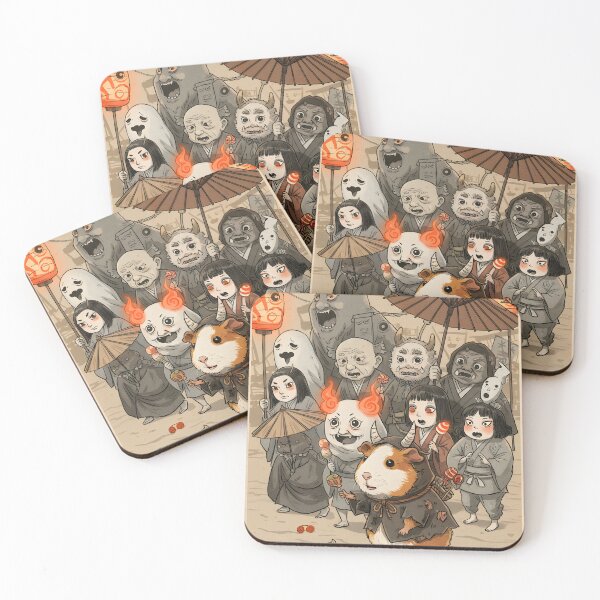 Item preview, Guinea Pig in the Night Parade of 100 Yokai – Japanese Folklore Art designed and sold by Simple_Lines2025.