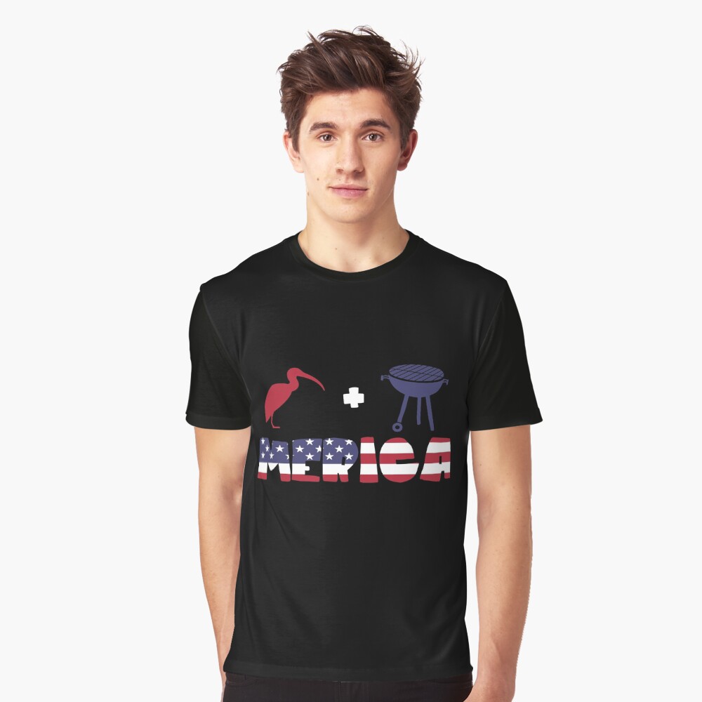 Curlew plus Barbeque Merica American Flag Camiseta gráfica