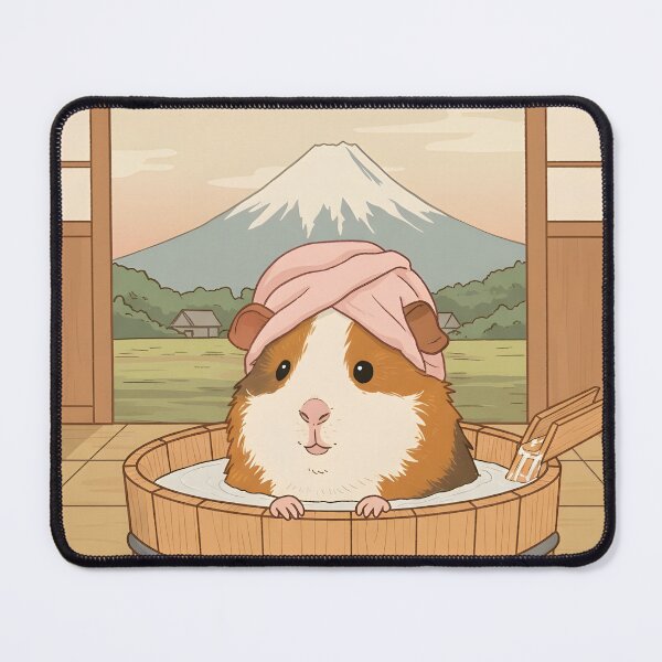 Item preview, Guinea Pig Bathhouse Bliss – Ukiyo-e Spa Art Print designed and sold by Simple_Lines2025.