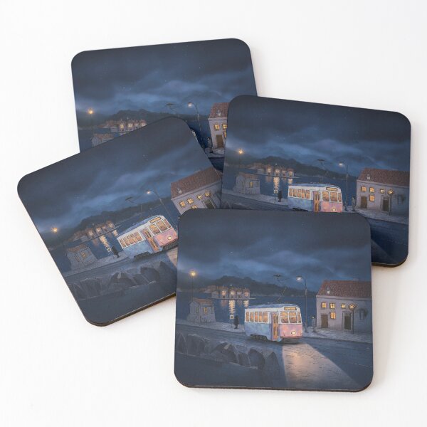 Item preview, Night Tram by the Water designed and sold by Whimsical Hug.