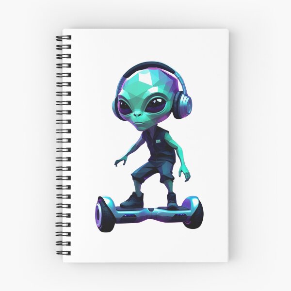 Item preview, UFO low-poly alien riding a hoverboard designed and sold by VibeTheStore.