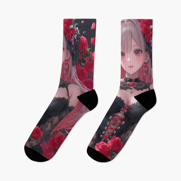 Item preview, Anime Sexy Pink Haired Cat Girl Red Roses Black Lace Corset Sweet Fantasy Allure designed and sold by Spraykart.