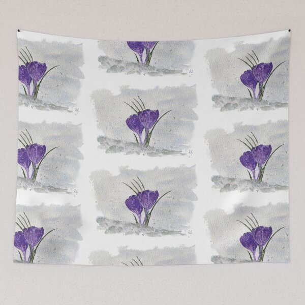 Item preview, First Sign of Spring: Purple Crocus Snow Purble Flower Bloom designed and sold by kkjustpaint.
