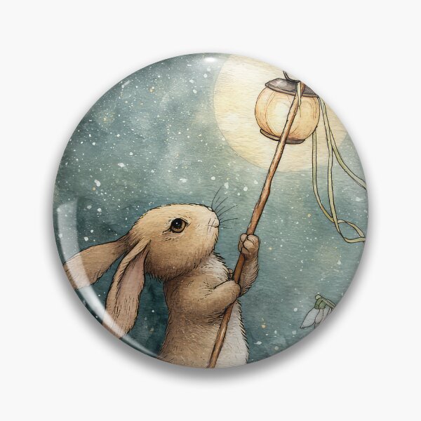 Item preview, Hare Rabbit Watercolour Holding a torch Snowdrops designed and sold by thewandswant.