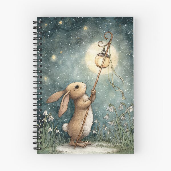 Item preview, Hare Rabbit Watercolour Holding a torch Snowdrops designed and sold by thewandswant.