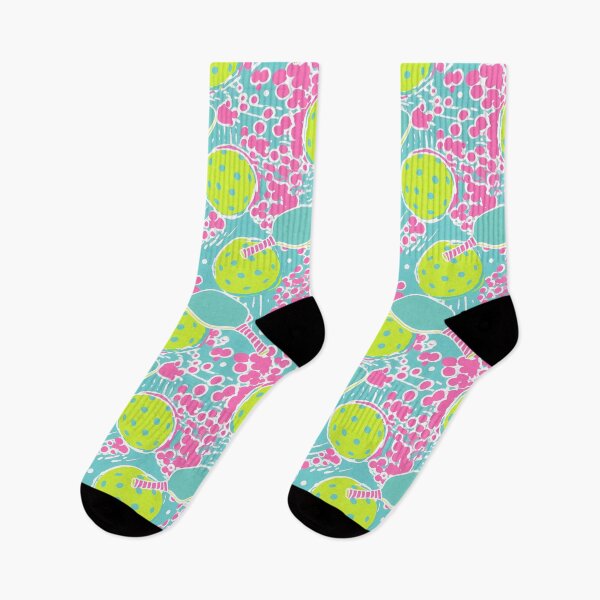 Item preview, Preppy lime and pink pickleball pattern designed and sold by EvieWoj.