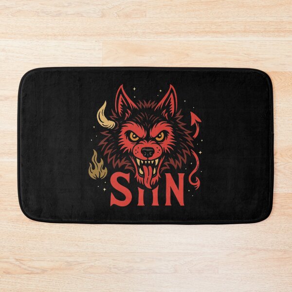 Item preview, Sin Wolf T-Shirt – Fierce Devil Wolf Head Graphic with Horns, Tail & Flames designed and sold by graphicnew.