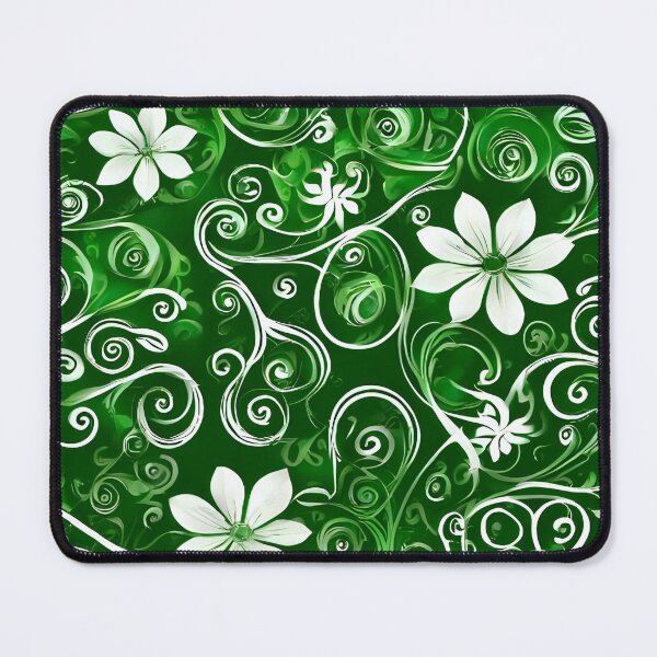Item preview, Green Swirly Flower Patterns designed and sold by IslaKarisArt.