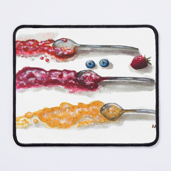 Item preview, Summer Jam Trio: A Sweet Watercolor of Berries and Spoons designed and sold by kkjustpaint.